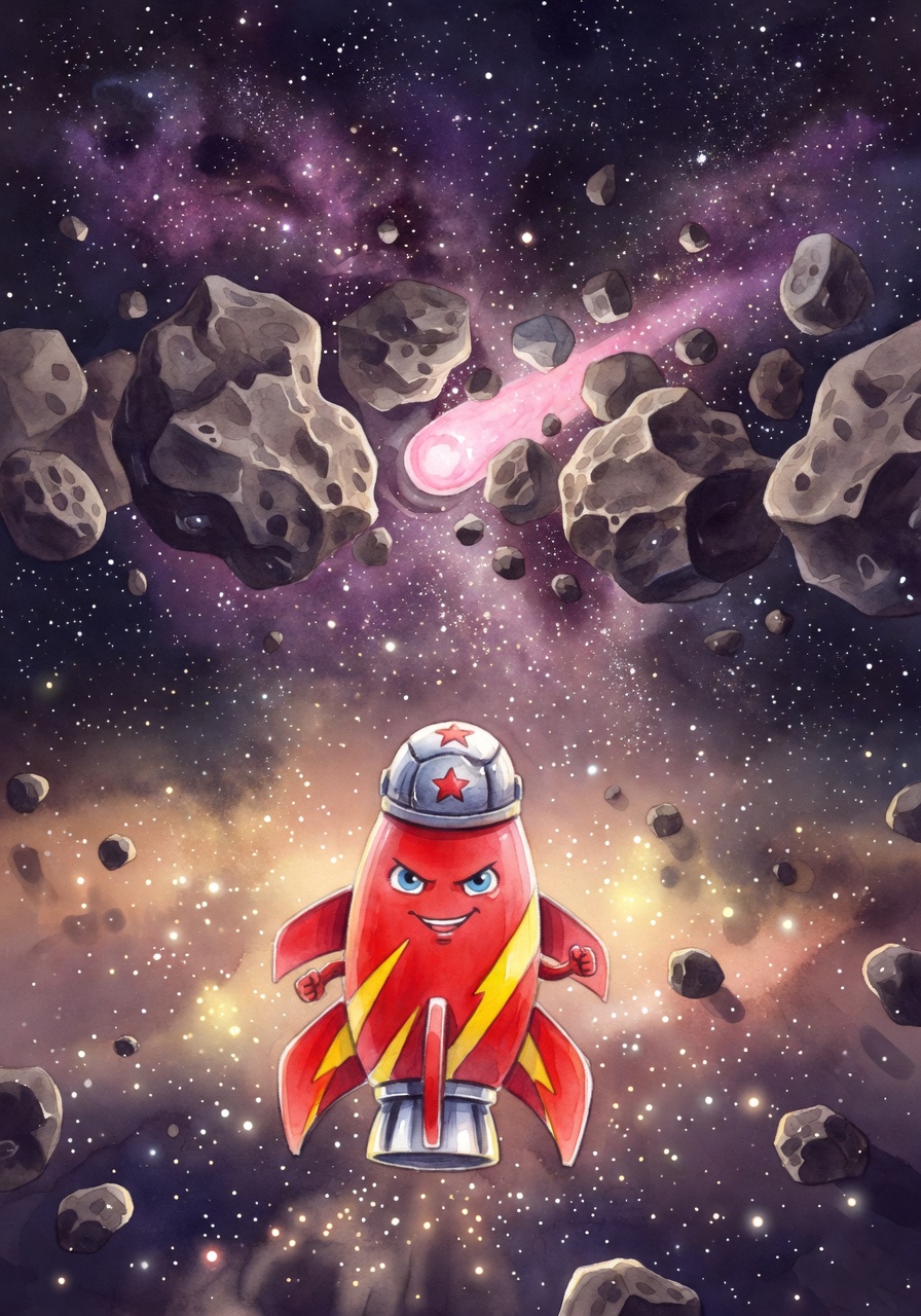 Illustration for scene 1: The Bully Asteroids Arrive