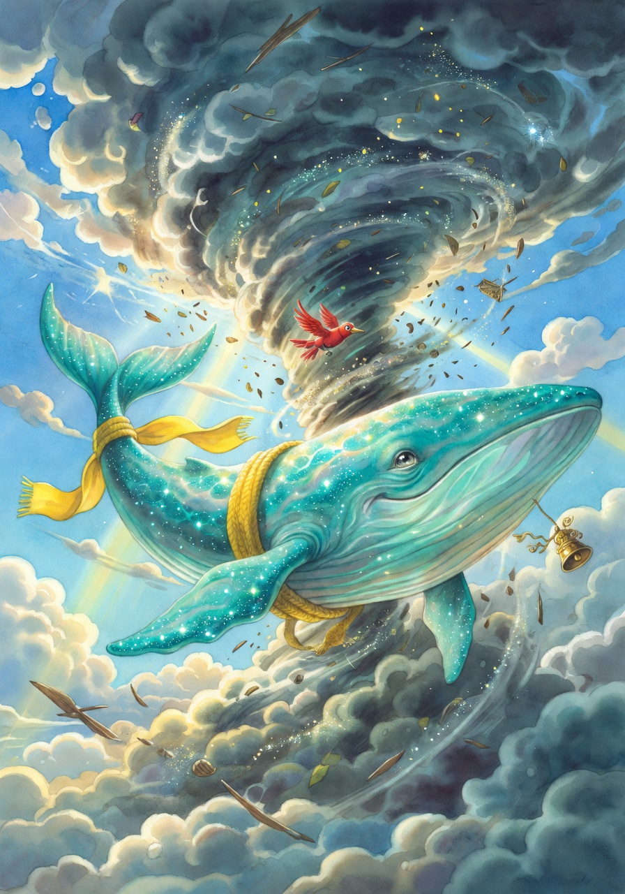 Cover illustration for The Magnificent Sky-Whale Rescue